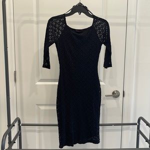 Black fitted lace dress